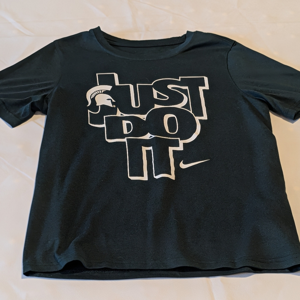 Boys M Nike Black Kids Short-Sleeve MSU 'Just Do It' Graphic Tee